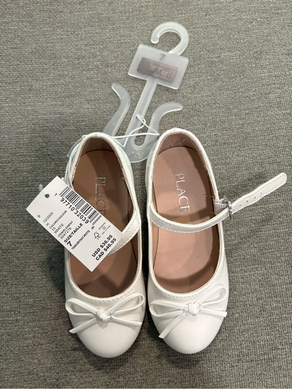 The Children's Place White Girls' Mary Jane Bow Dress Flats